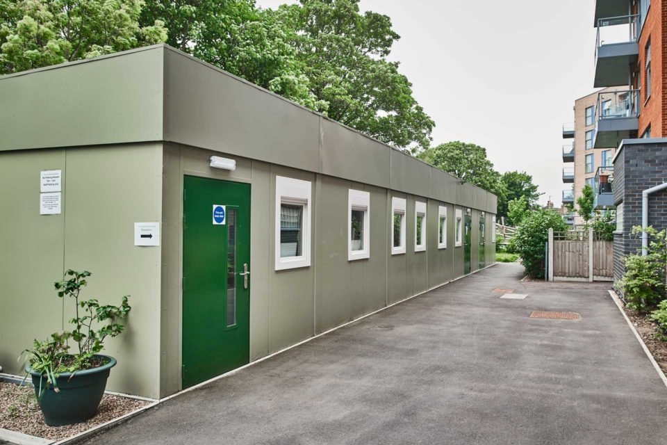3 bay compliant modular building exterior