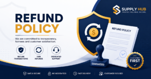 Official refund policy container supply hub 30 day return and 10 day refund seal banner