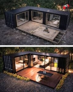 Modern 20ft container homes australia with deck and sliding glass doors, https://containersupplyhub.com/